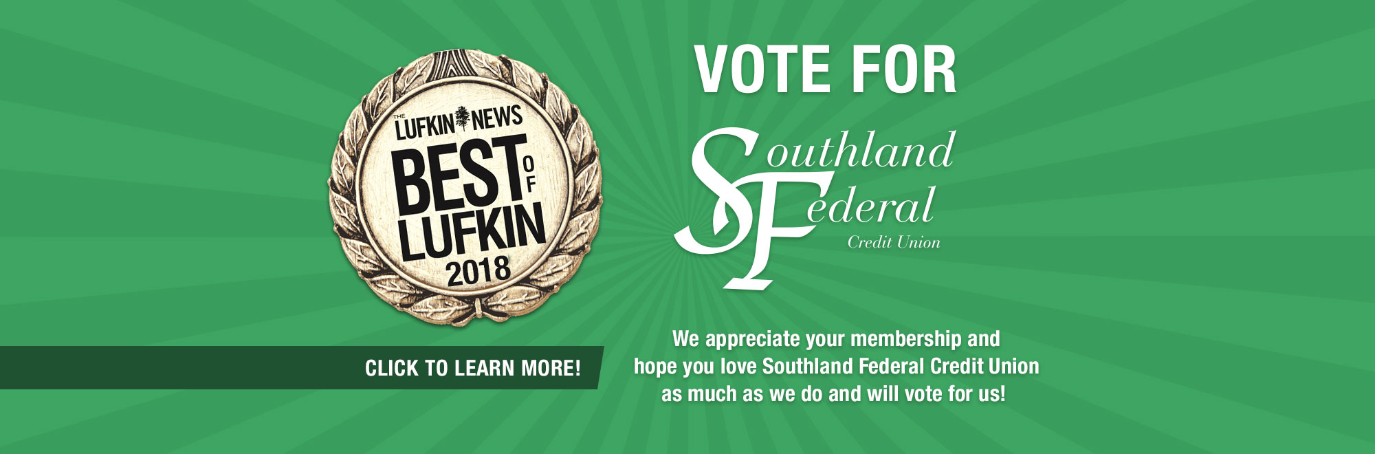 Best of Lufkin 2018 Main Banner. Click to learn more