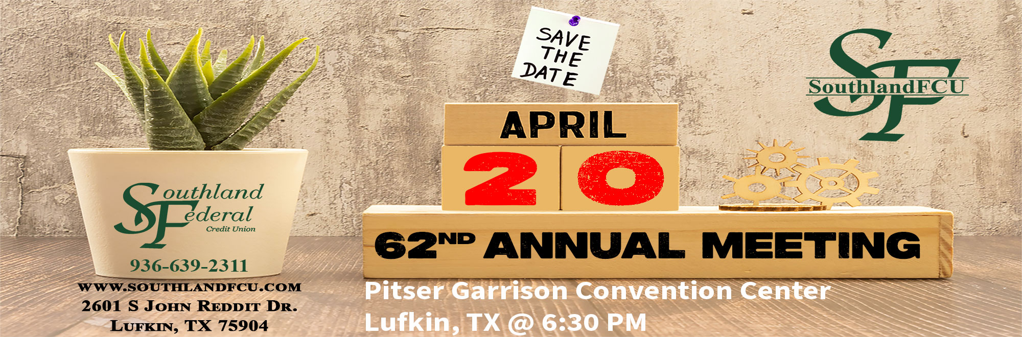 Join us for our Annual Meeting on April 20 at 6:30pm at the Pitser Garrison Convention Center.